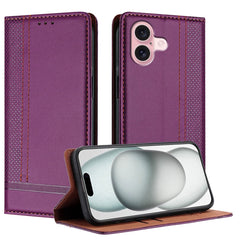 For iPhone 16 Case L-Shaped Grid Pattern Leather Stand Phone Cover with Card Slots