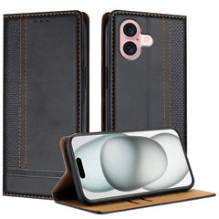 For iPhone 16 Case L-Shaped Grid Pattern Leather Stand Phone Cover with Card Slots