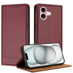 For iPhone 16 Case L-Shaped Grid Pattern Leather Stand Phone Cover with Card Slots