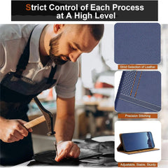 For iPhone 16 Pro Case L-Shaped Grid Pattern Leather Stand Phone Cover with Card Slots