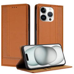 For iPhone 16 Pro Case L-Shaped Grid Pattern Leather Stand Phone Cover with Card Slots