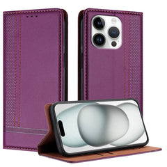For iPhone 16 Pro Case L-Shaped Grid Pattern Leather Stand Phone Cover with Card Slots