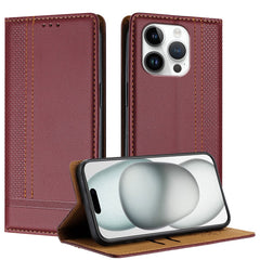 For iPhone 16 Pro Case L-Shaped Grid Pattern Leather Stand Phone Cover with Card Slots