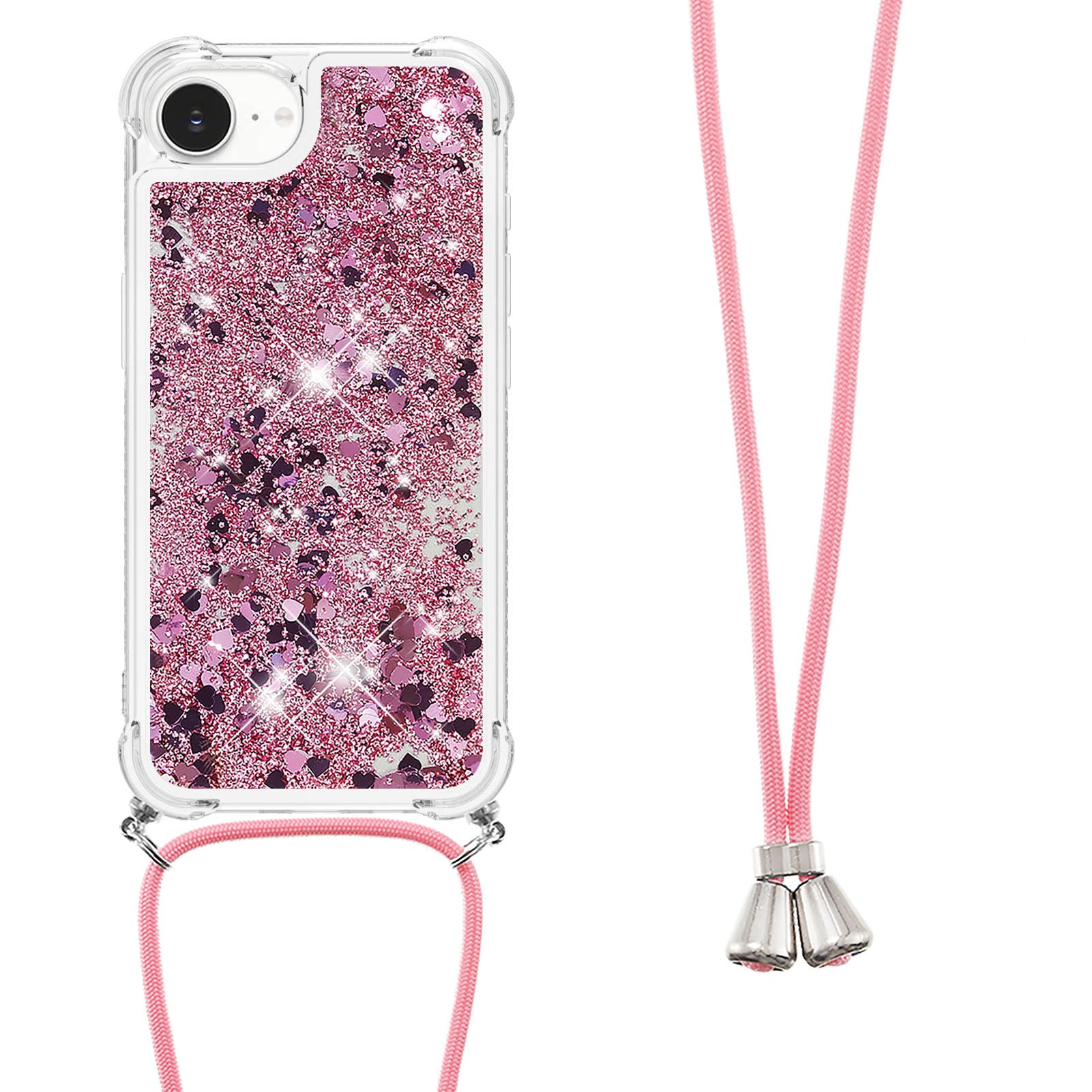 For iPhone 16e TPU Case Quicksand Design Phone Cover with Lanyard - TechGearPal