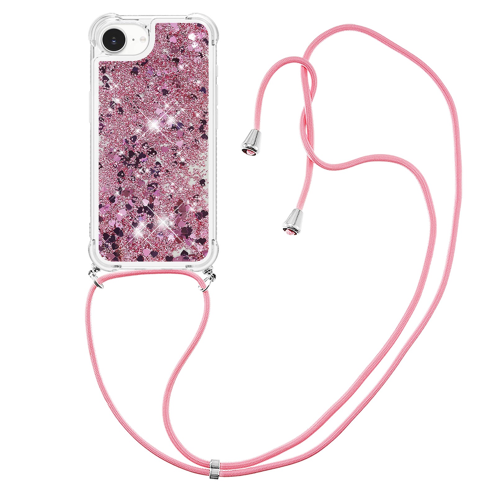 For iPhone 16e TPU Case Quicksand Design Phone Cover with Lanyard - TechGearPal