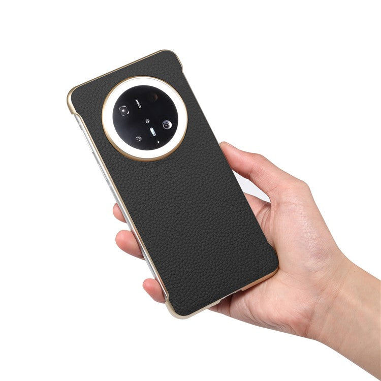 For Huawei Mate 70 Magnetic Case Litchi Texture Genuine Cow Leather + PC Boardless Phone Cove - TechGearPal