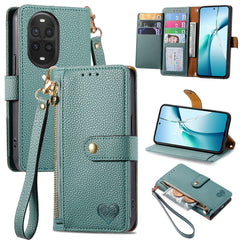 Étui portefeuille en cuir avec fermeture éclair et sangle pour Huawei Nova 13 Pro 5G 