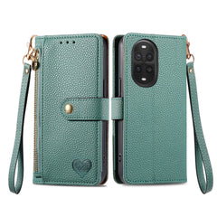 Étui portefeuille en cuir avec fermeture éclair et sangle pour Huawei Nova 13 Pro 5G 