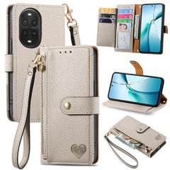 Étui portefeuille en cuir avec fermeture éclair et sangle pour Huawei Nova 13 Pro 5G 