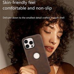 For iPhone 15 Pro Max Case Central Axis with Logo Cutout PU Leather + PC Phone Back Cover - TechGearPal