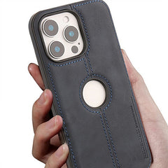 For iPhone 15 Pro Max Case Central Axis with Logo Cutout PU Leather + PC Phone Back Cover - TechGearPal