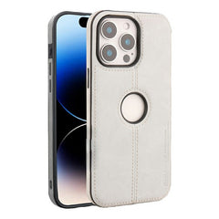 For iPhone 15 Pro Max Case Central Axis with Logo Cutout PU Leather + PC Phone Back Cover - TechGearPal