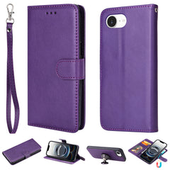 For iPhone 16e Case 2 in 1 Detachable Magnetic Leather Wallet Mobile Cover with Strap - TechGearPal