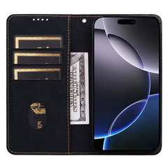 For iPhone 15 Pro Max Case Lines Pattern Wallet Leather Phone Cover with Strap - TechGearPal