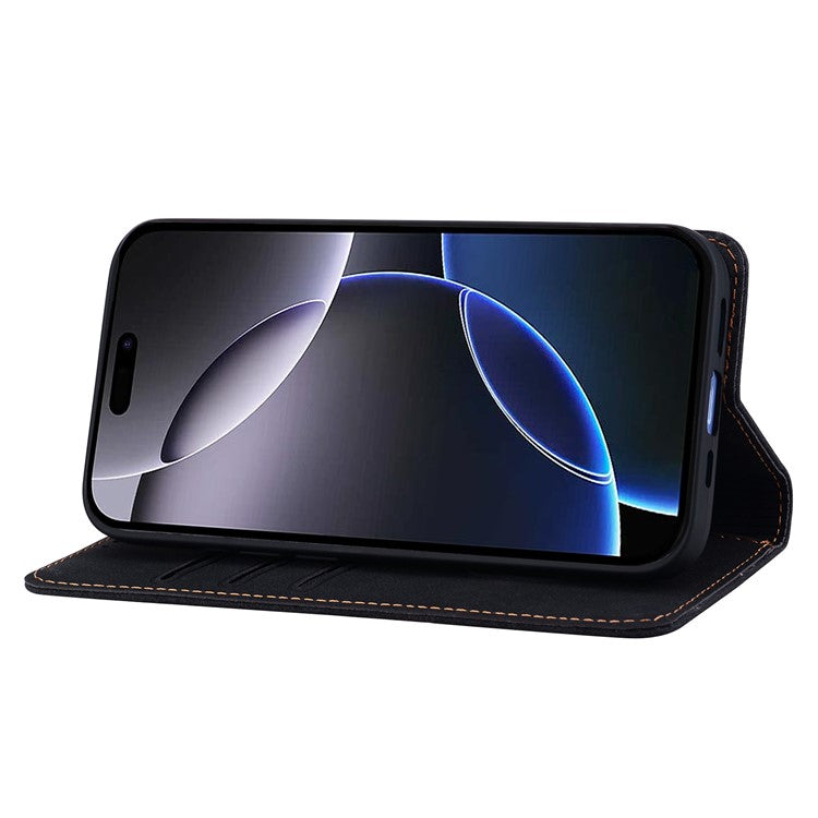 For iPhone 15 Pro Max Case Lines Pattern Wallet Leather Phone Cover with Strap - TechGearPal