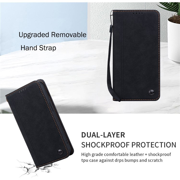 For iPhone 15 Pro Max Case Lines Pattern Wallet Leather Phone Cover with Strap - TechGearPal