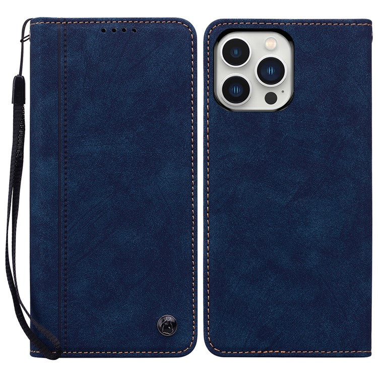 For iPhone 15 Pro Max Case Lines Pattern Wallet Leather Phone Cover with Strap - TechGearPal