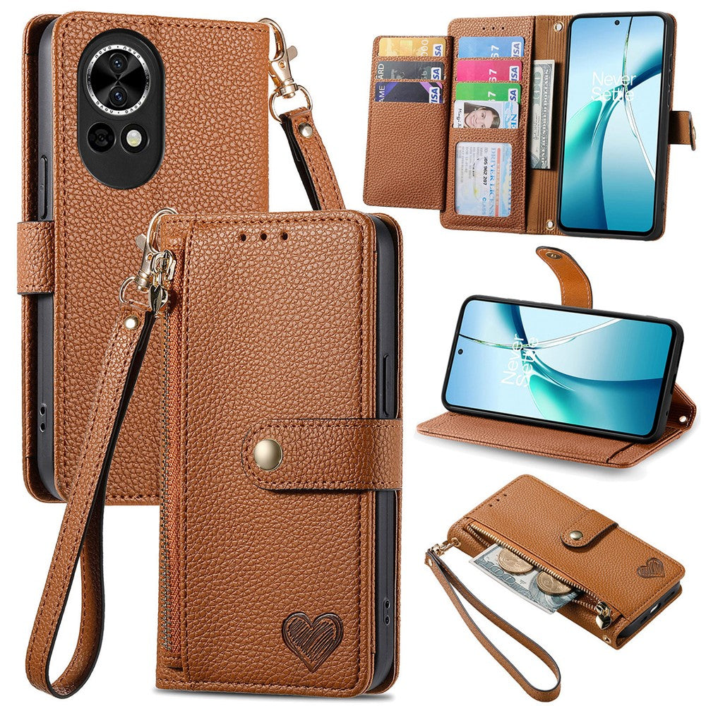 For Huawei nova 13 5G Case RFID Blocking Zipper Pocket Leather Wallet Phone Cover with Strap