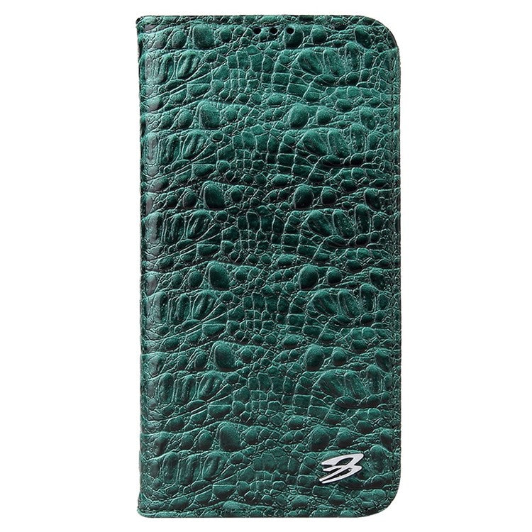 For iPhone 14 Plus Auto-absorbed Magnetic Phone Case Wallet Stand Anti-scratch Top Layer Cowhide Leather Crocodile Texture Cell Phone Cove - TechGearPal