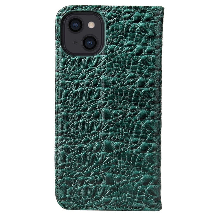 For iPhone 14 Plus Auto-absorbed Magnetic Phone Case Wallet Stand Anti-scratch Top Layer Cowhide Leather Crocodile Texture Cell Phone Cove - TechGearPal