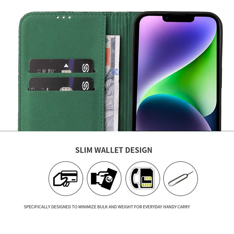 For iPhone 14 Plus Auto-absorbed Magnetic Phone Case Wallet Stand Anti-scratch Top Layer Cowhide Leather Crocodile Texture Cell Phone Cove - TechGearPal