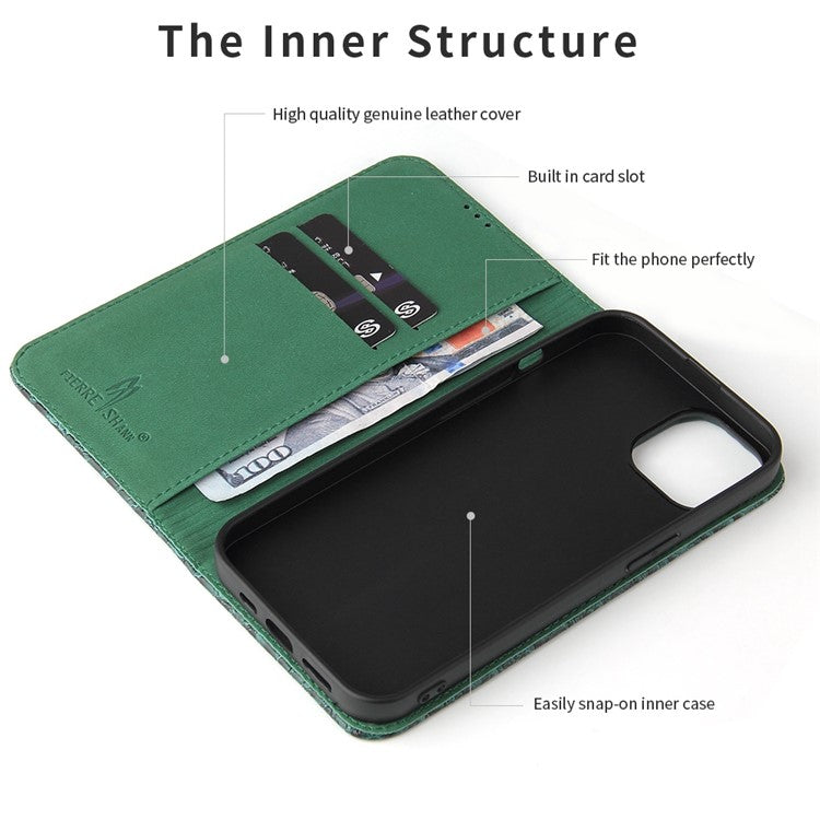 For iPhone 14 Plus Auto-absorbed Magnetic Phone Case Wallet Stand Anti-scratch Top Layer Cowhide Leather Crocodile Texture Cell Phone Cove - TechGearPal