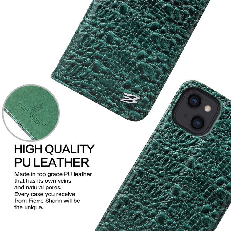 For iPhone 14 Plus Auto-absorbed Magnetic Phone Case Wallet Stand Anti-scratch Top Layer Cowhide Leather Crocodile Texture Cell Phone Cove - TechGearPal