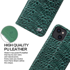 For iPhone 14 Plus Auto-absorbed Magnetic Phone Case Wallet Stand Anti-scratch Top Layer Cowhide Leather Crocodile Texture Cell Phone Cove - TechGearPal