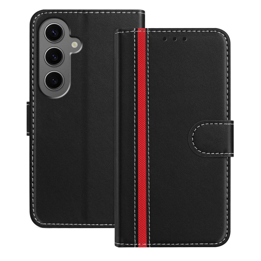 For Samsung Galaxy S24+ Phone Cases Wallet Stand Color Splicing Leather Cover with Magnetic Clasp