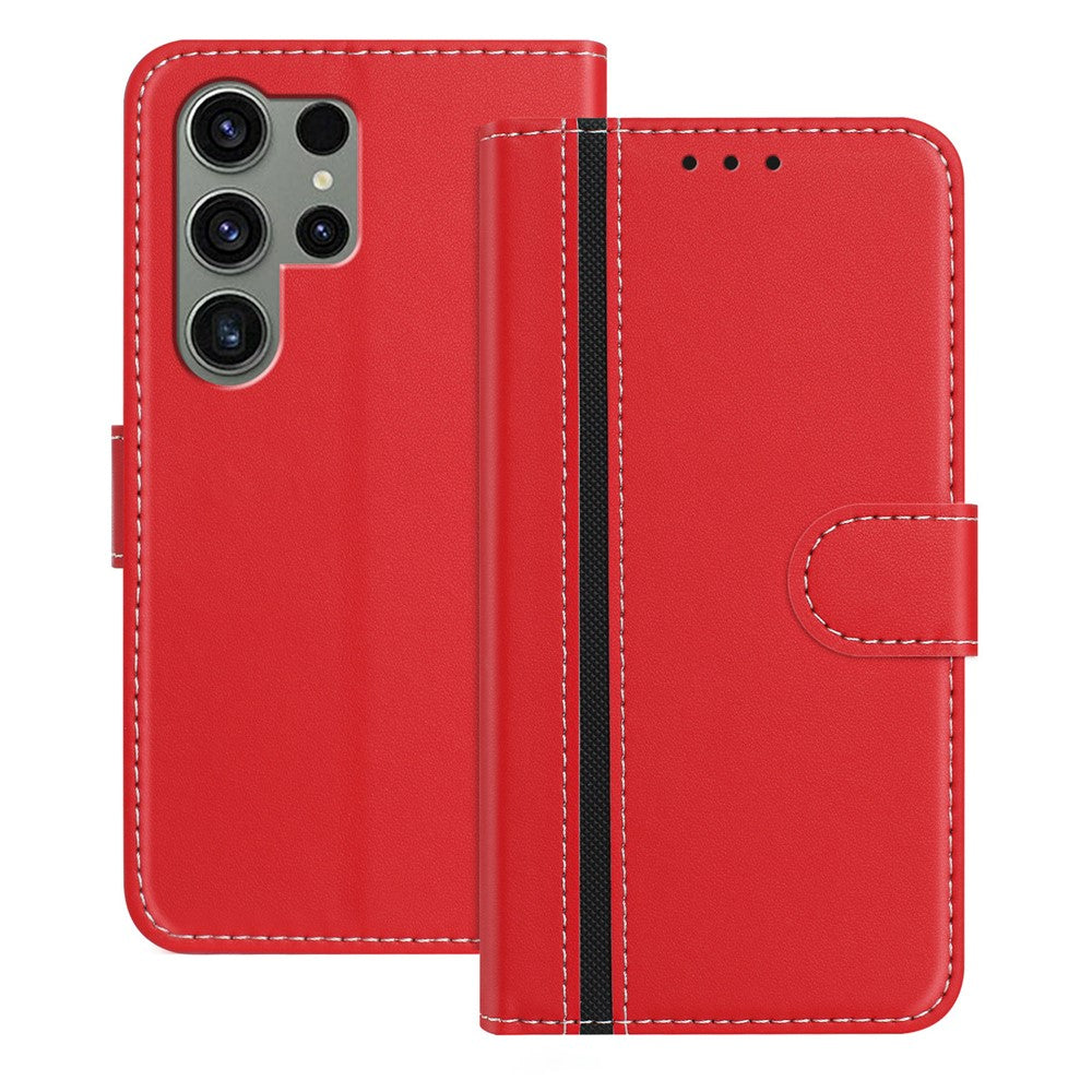 For Samsung Galaxy S23 Ultra Phone Cases Wallet Stand Color Splicing Leather Cover with Magnetic Clasp - TechGearPal