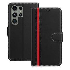 For Samsung Galaxy S23 Ultra Phone Cases Wallet Stand Color Splicing Leather Cover with Magnetic Clasp