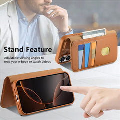 Étui magnétique Caseneo pour iPhone 16 Pro Max, portefeuille bloquant les RFID, housse de téléphone en cuir détachable avec bracelet 