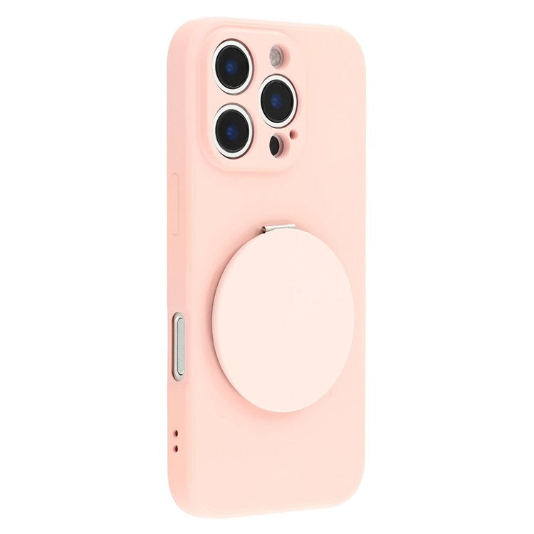 For iPhone 16 Pro Case Straight Edge Protection TPU  + PC Phone Cover with Mirror Kickstand - TechGearPal