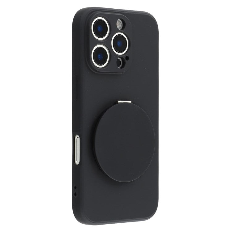 For iPhone 16 Pro Case Straight Edge Protection TPU  + PC Phone Cover with Mirror Kickstand - TechGearPal