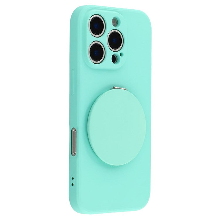 For iPhone 16 Pro Case Straight Edge Protection TPU  + PC Phone Cover with Mirror Kickstand - TechGearPal