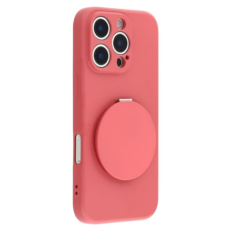 For iPhone 16 Pro Case Straight Edge Protection TPU  + PC Phone Cover with Mirror Kickstand - TechGearPal