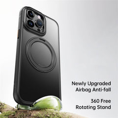 For iPhone 13 Pro Max Magnetic Case Rotating Gear Pivot Kickstand PC + TPU Phone Back Cove - TechGearPal