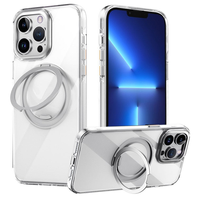 For iPhone 13 Pro Max Magnetic Case Rotating Gear Pivot Kickstand PC + TPU Phone Back Cove - TechGearPal