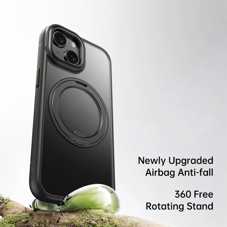 For iPhone 15 Plus  /  14 Plus Magnetic Case Rotating Gear Pivot Kickstand PC + TPU Phone Back Cove - TechGearPal