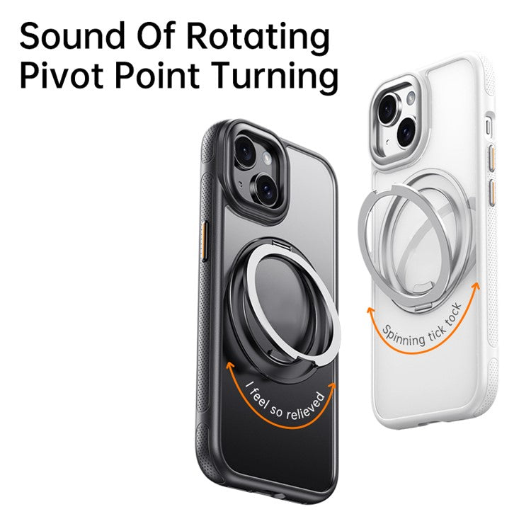 For iPhone 15 Plus  /  14 Plus Magnetic Case Rotating Gear Pivot Kickstand PC + TPU Phone Back Cove - TechGearPal
