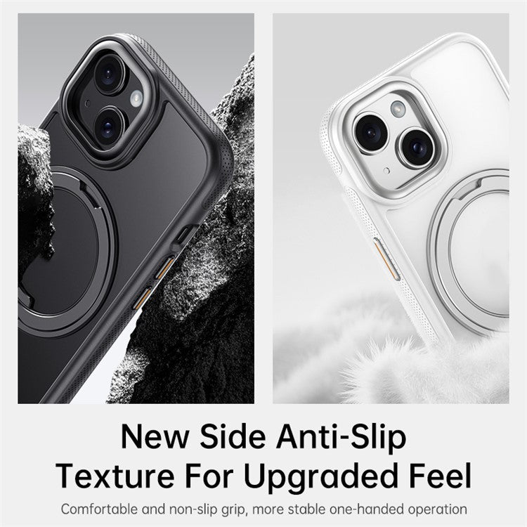 For iPhone 15 Plus  /  14 Plus Magnetic Case Rotating Gear Pivot Kickstand PC + TPU Phone Back Cove - TechGearPal