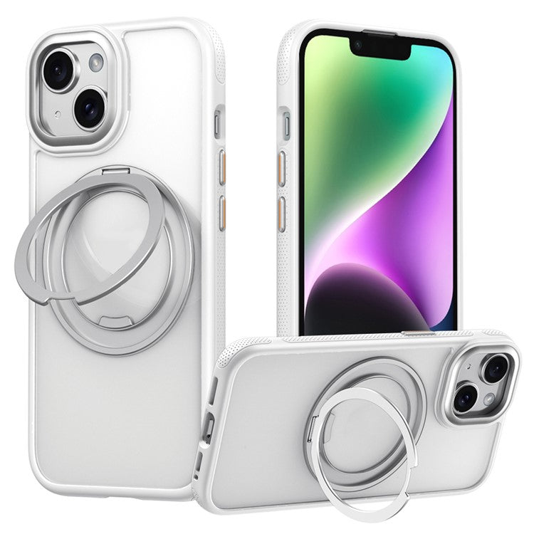 For iPhone 15 Plus  /  14 Plus Magnetic Case Rotating Gear Pivot Kickstand PC + TPU Phone Back Cove - TechGearPal