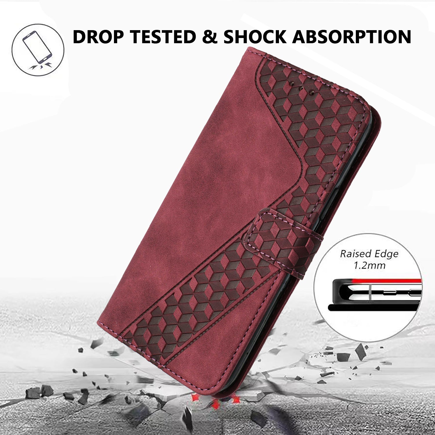 For iPhone 15 Pro Max Leather Case 7-Shaped Pattern Wallet Stand Shockproof Phone Cover - TechGearPal