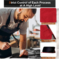 For iPhone 15 Pro Max Leather Case Triangle Patchwork Wallet Stand Shockproof Phone Cover - TechGearPal