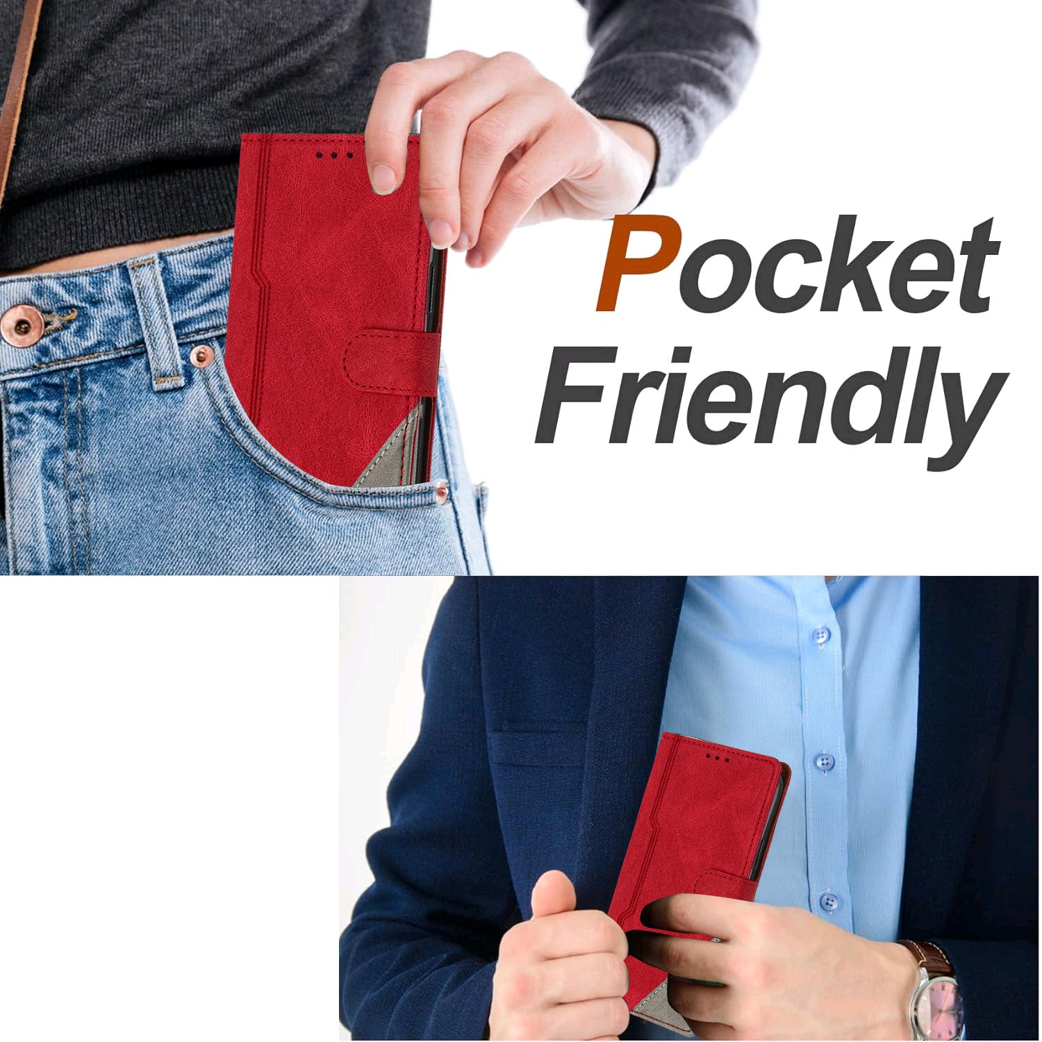 For iPhone 15 Pro Max Leather Case Triangle Patchwork Wallet Stand Shockproof Phone Cover - TechGearPal