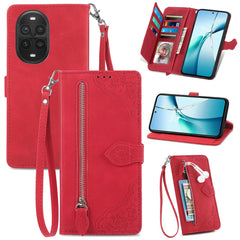 Étui portefeuille à fermeture éclair avec sangle pour Huawei Nova 13 Pro 5G, motif floral, en cuir PU 