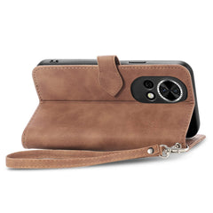 For Huawei nova 13 5G Zipper Wallet Case with Strap Flower Imprint PU Leather Phone Cover