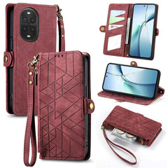 For Huawei nova 13 Pro 5G Zipper Wallet Case Geometry Lines Leather Phone Cover with Strap