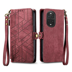 For Huawei nova 13 Pro 5G Zipper Wallet Case Geometry Lines Leather Phone Cover with Strap