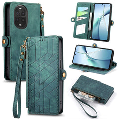 For Huawei nova 13 Pro 5G Zipper Wallet Case Geometry Lines Leather Phone Cover with Strap